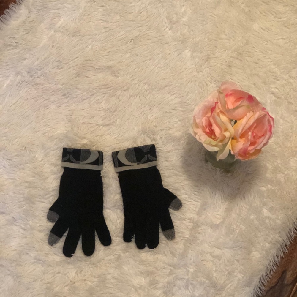 Coach Black and Gray Shimmery Gloves